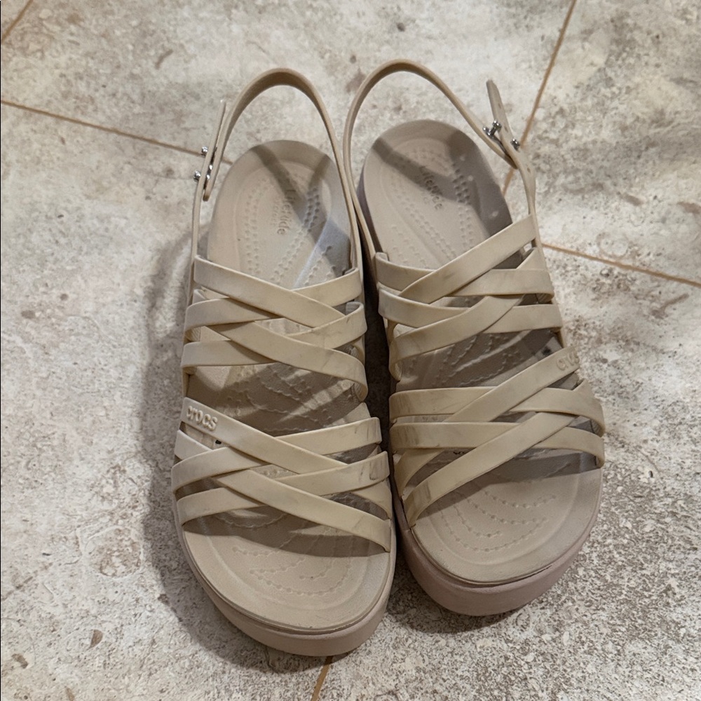 CROCS Women's Tan Strappy Sandals